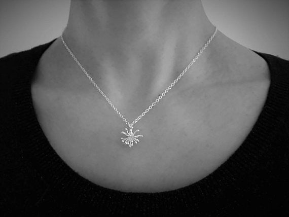 Silver Abstract Flower Necklace